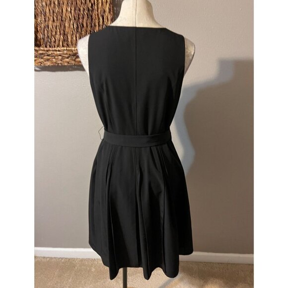 Calvin Klein Dress 8 10 Black A Line Dress Belt Stretch Sleeveless Career Church - Picture 4 of 7